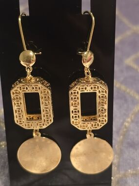 22kgp Dubai Jewelry Gold Geometric Drop Earrings - Women Jewelry